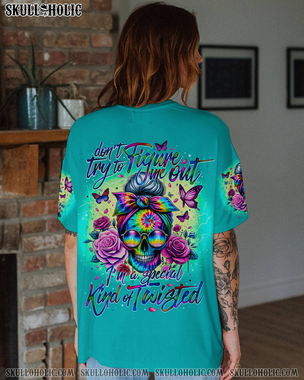BLISSCORNERS KARMA WILL SLAP YOU EVENTUALLY MESSY BUN ALL OVER PRINT
