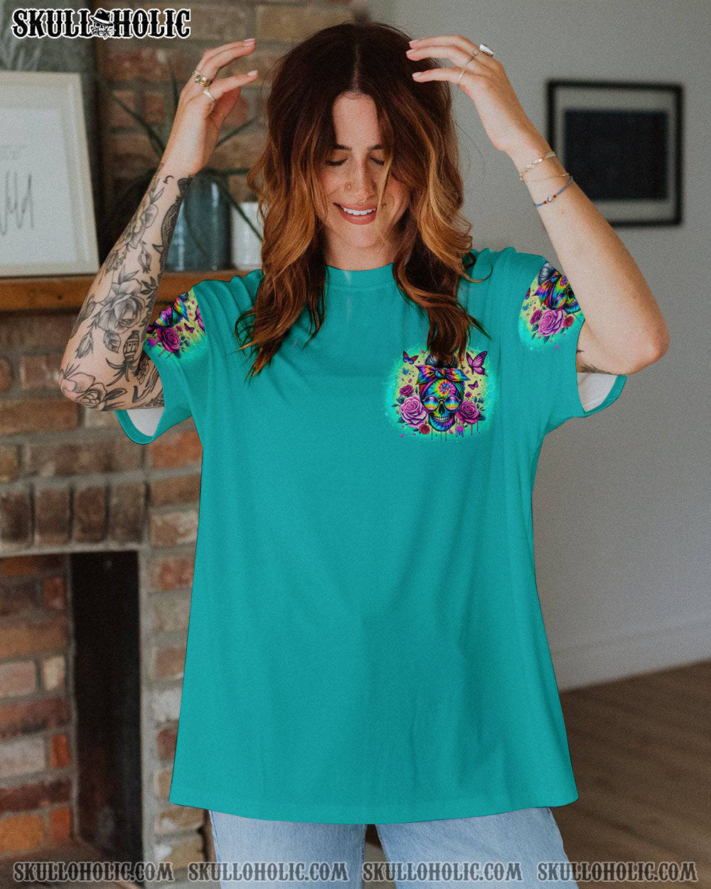 BLISSCORNERS KARMA WILL SLAP YOU EVENTUALLY MESSY BUN ALL OVER PRINT