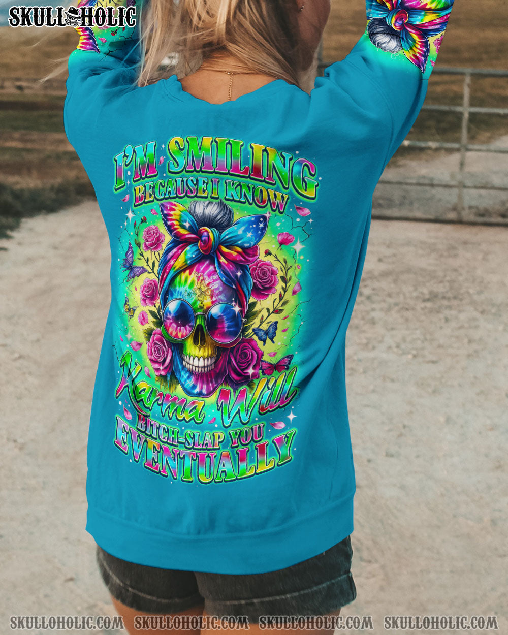 BLISSCORNERS THE GOOD GIRL IN ME MESSY BUN TIE DYE ALL OVER PRINT