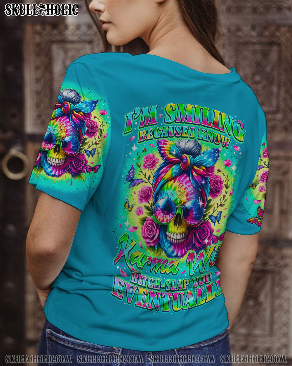 BLISSCORNERS THE GOOD GIRL IN ME MESSY BUN TIE DYE ALL OVER PRINT