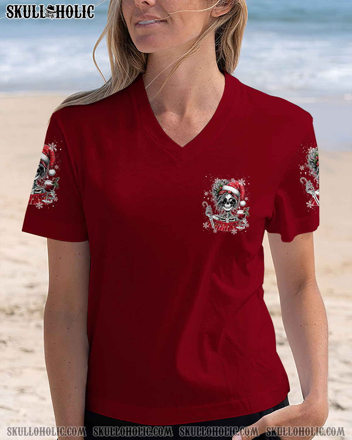 BLISSCORNERS NAH I'M GOOD MESSY BUN SKULL CHRISTMAS ALL OVER PRINT