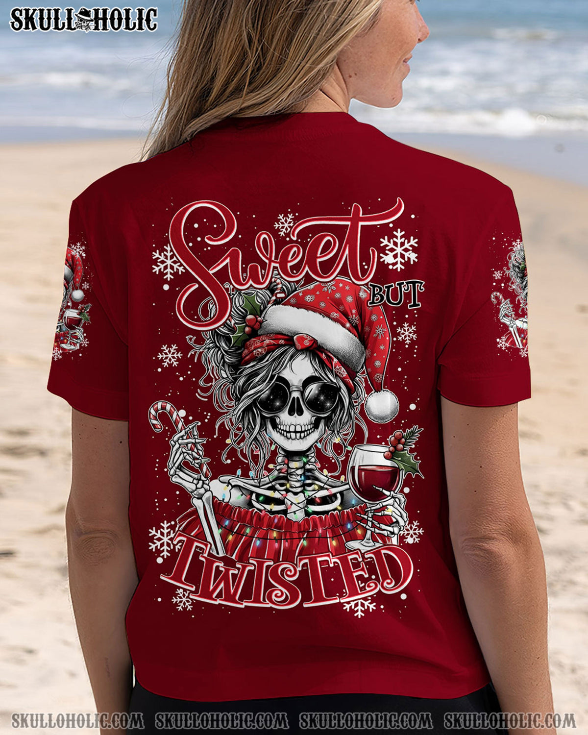 BLISSCORNERS NAH I'M GOOD MESSY BUN SKULL CHRISTMAS ALL OVER PRINT