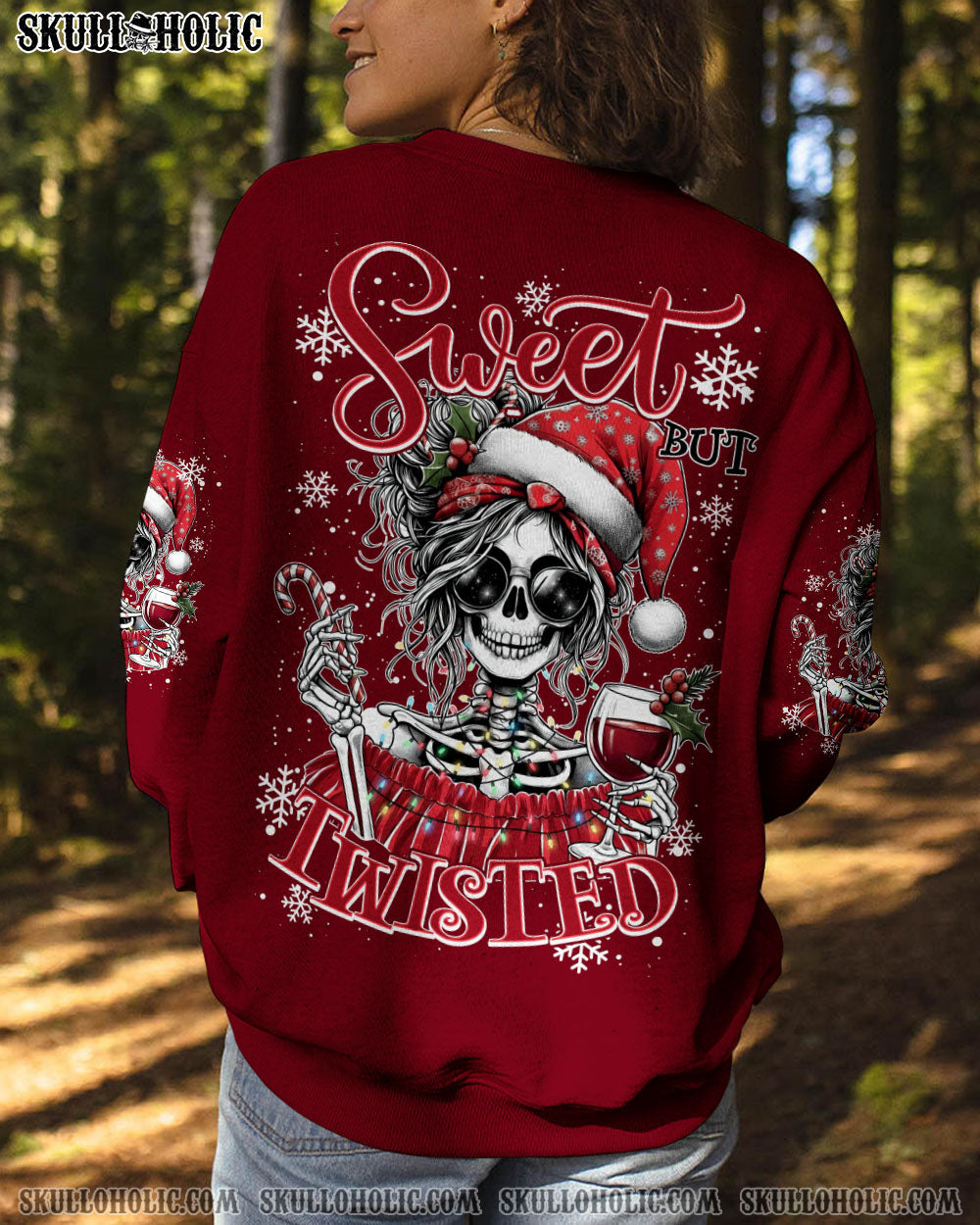 BLISSCORNERS NAH I'M GOOD MESSY BUN SKULL CHRISTMAS ALL OVER PRINT