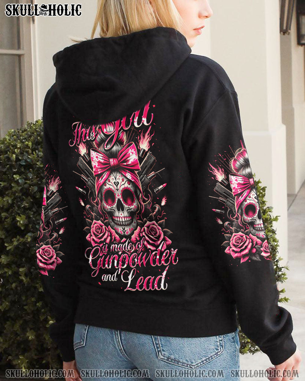 BLISSCORNERS SHE IS SUNSHINE MESSY BUN SKULL ALL OVER PRINT
