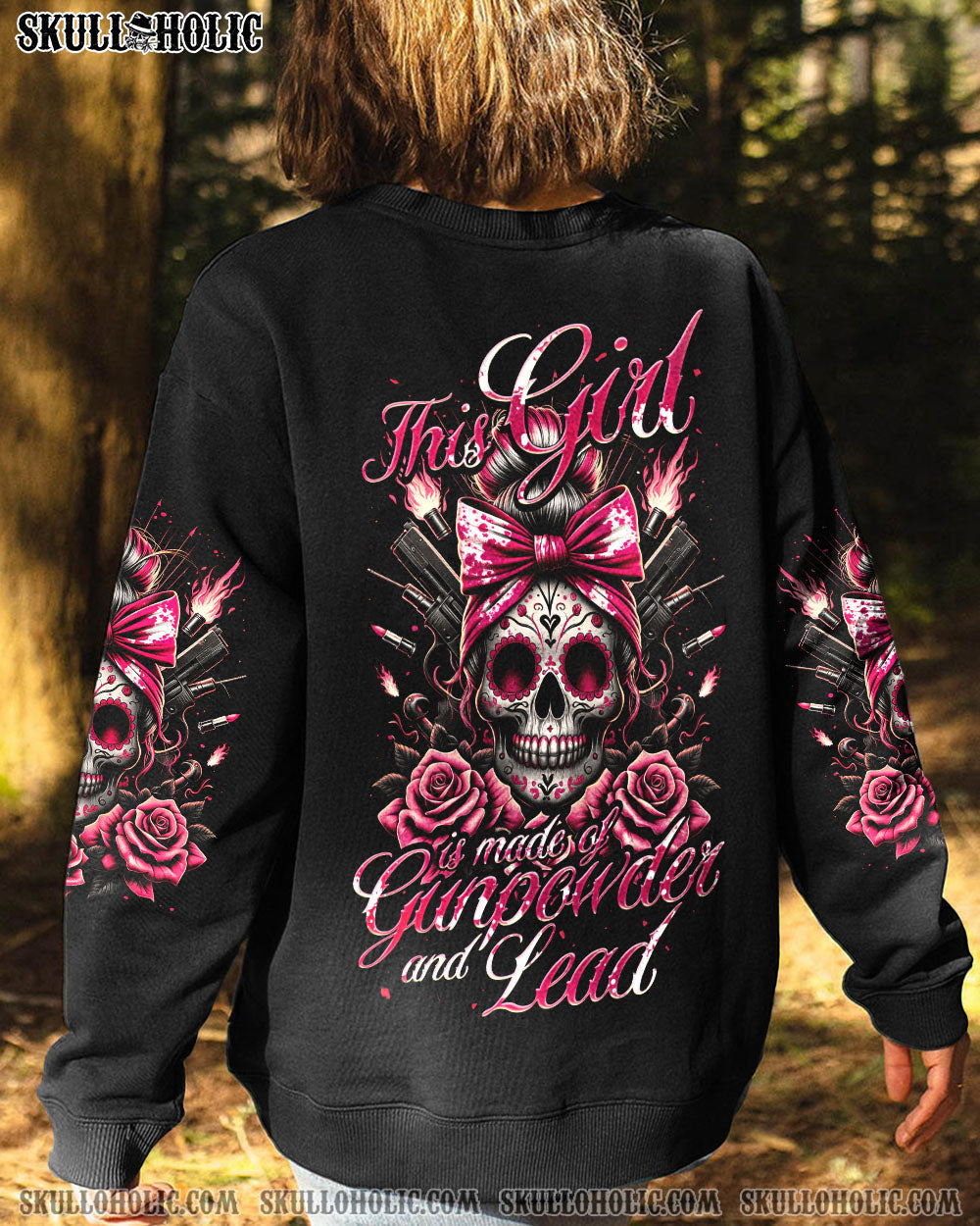 BLISSCORNERS SHE IS SUNSHINE MESSY BUN SKULL ALL OVER PRINT
