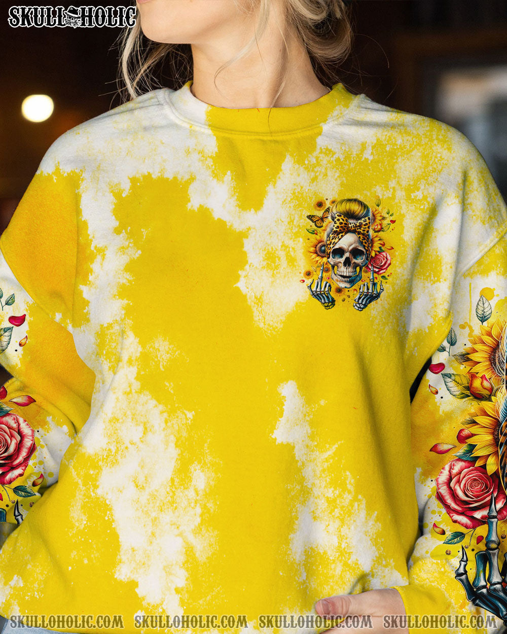 BLISSCORNERS SHE IS SUNSHINE MESSY BUN ALL OVER PRINT