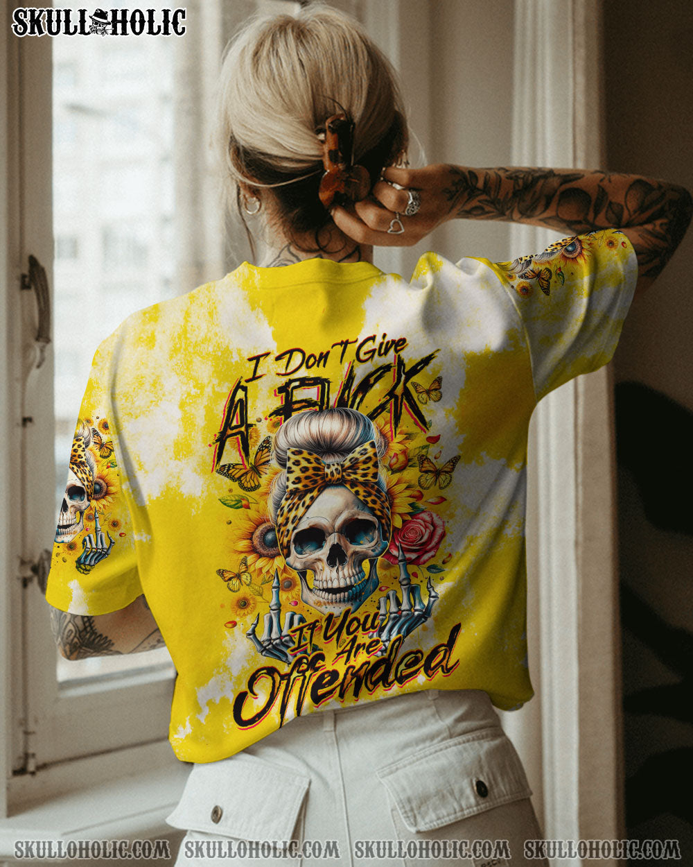 BLISSCORNERS SHE IS SUNSHINE MESSY BUN ALL OVER PRINT