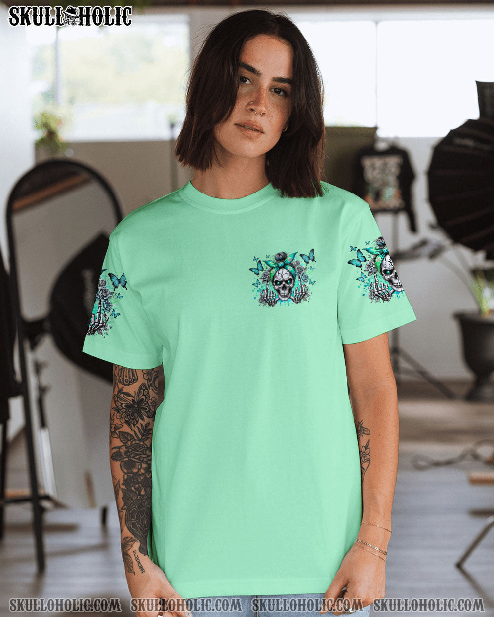BLISSCORNERS I'M AN OLD WOMAN MESSY BUN SKULL TIE DYE ALL OVER PRINT