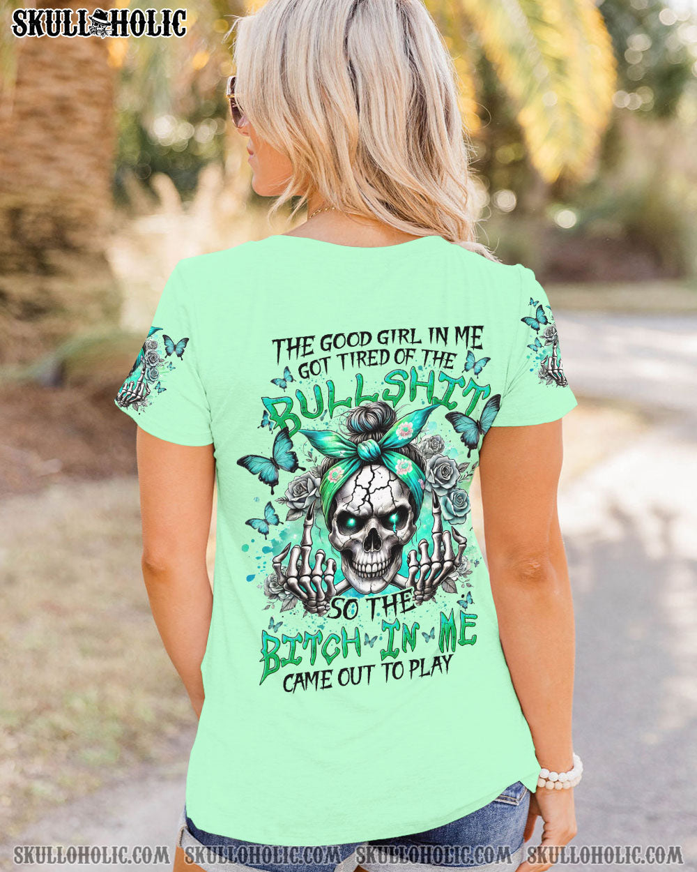 BLISSCORNERS I'M AN OLD WOMAN MESSY BUN SKULL TIE DYE ALL OVER PRINT