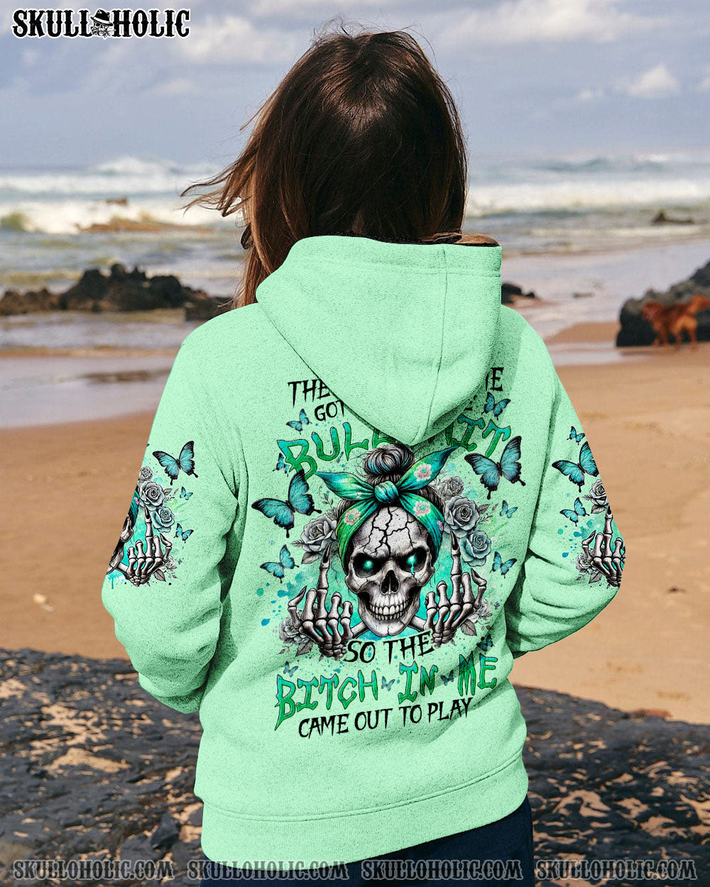 BLISSCORNERS I'M AN OLD WOMAN MESSY BUN SKULL TIE DYE ALL OVER PRINT