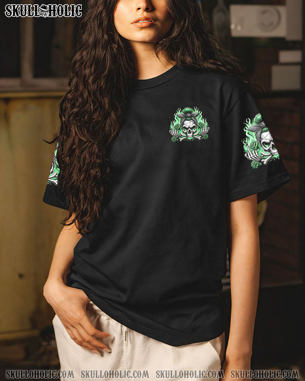 BLISSCORNERS YOUR FIRST MISTAKE SKULL MESSY BUN ALL OVER PRINT