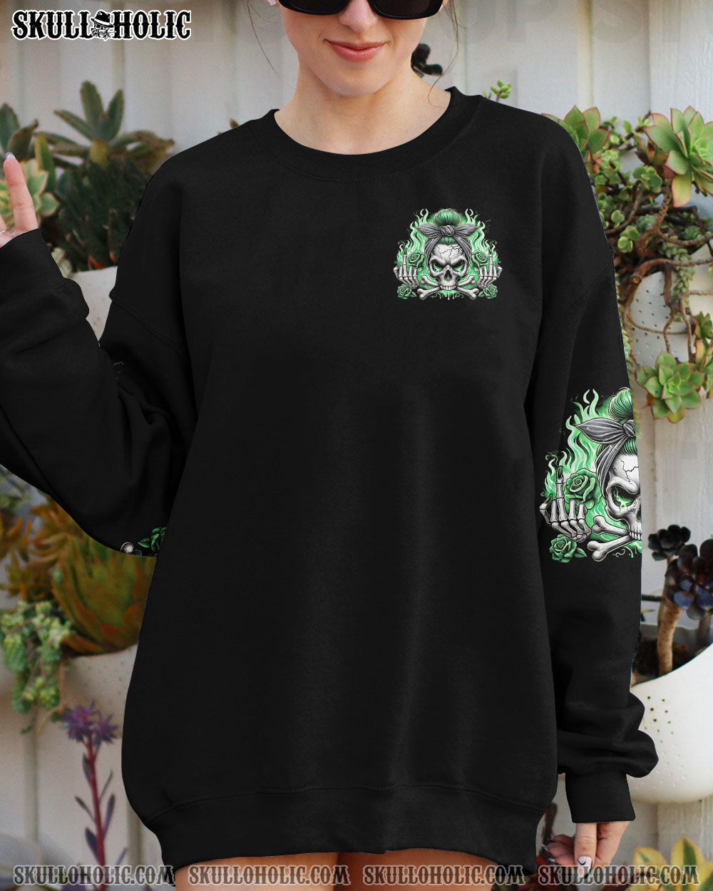 BLISSCORNERS YOUR FIRST MISTAKE SKULL MESSY BUN ALL OVER PRINT