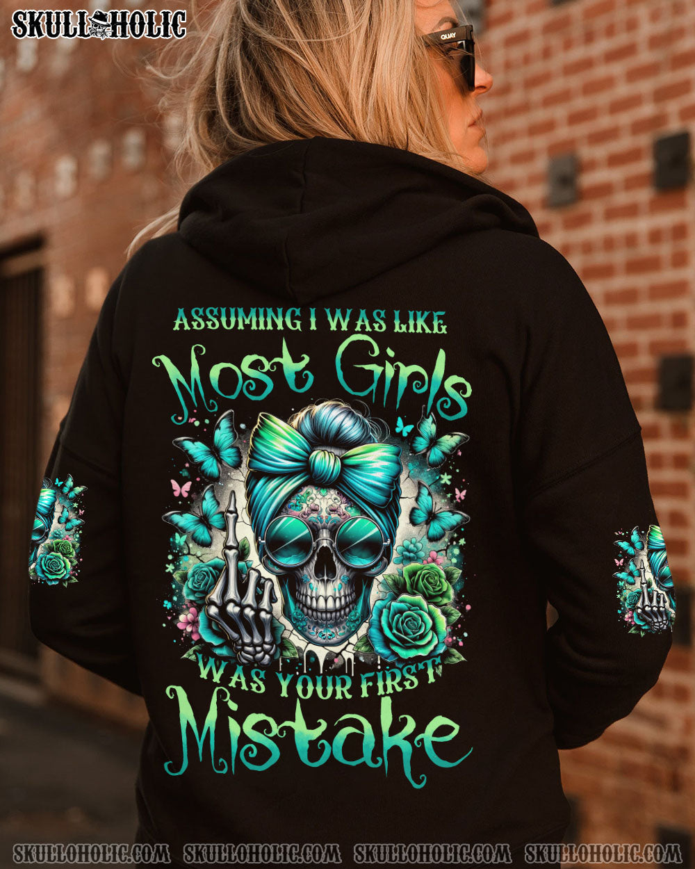 BLISSCORNERS BE WHO YOU MESSY BUN SKULL ALL OVER PRINT