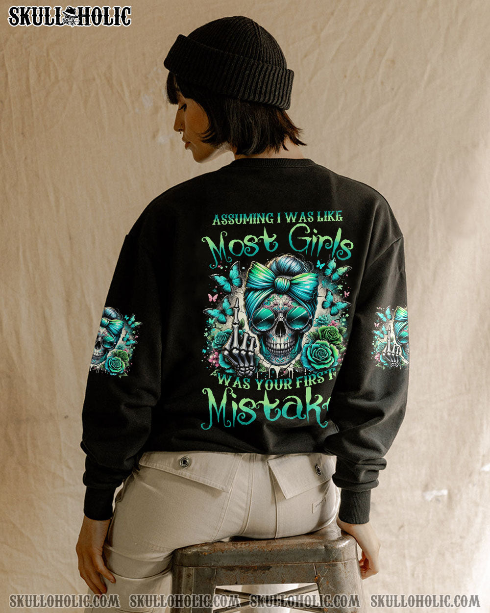 BLISSCORNERS BE WHO YOU MESSY BUN SKULL ALL OVER PRINT