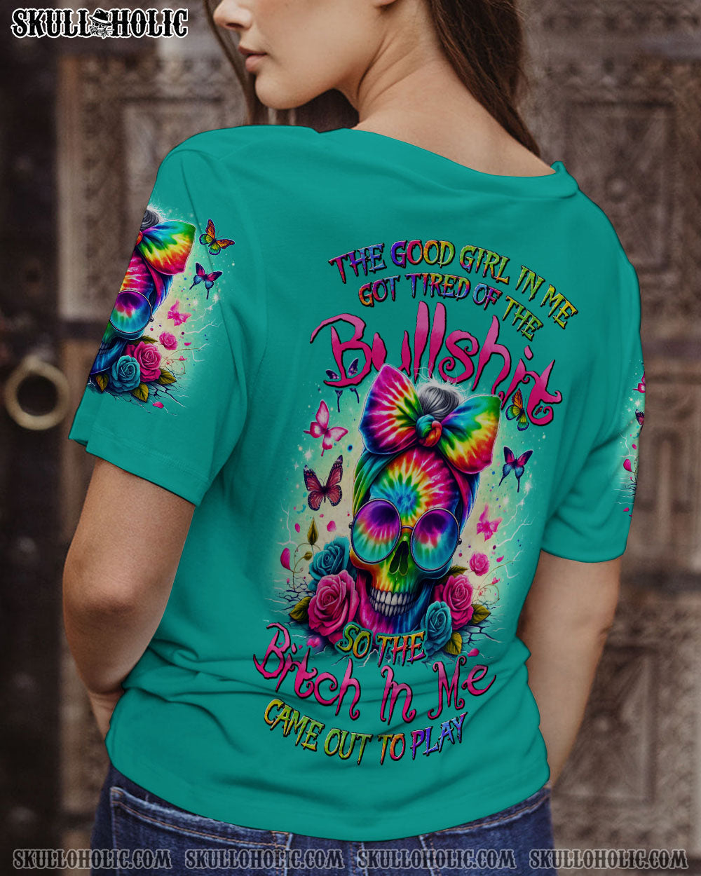 BLISSCORNERS YOU COULDN'T HANDLE ME MESSY BUN TIE DYE ALL OVER PRINT
