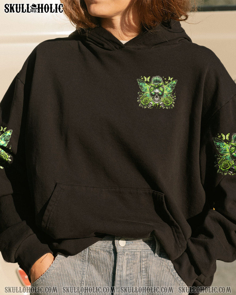 BLISSCORNERS HELLO DARKNESS MY OLD FRIEND MESSY BUN SKULL ALL OVER PRINT
