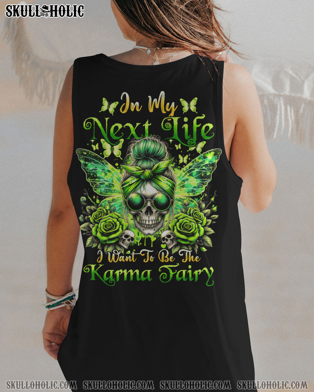 BLISSCORNERS HELLO DARKNESS MY OLD FRIEND MESSY BUN SKULL ALL OVER PRINT