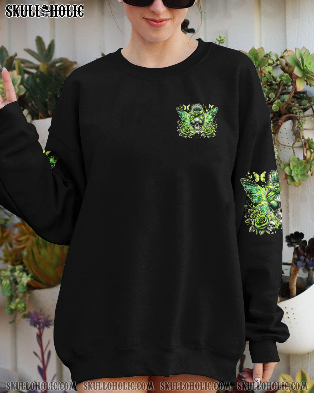 BLISSCORNERS HELLO DARKNESS MY OLD FRIEND MESSY BUN SKULL ALL OVER PRINT