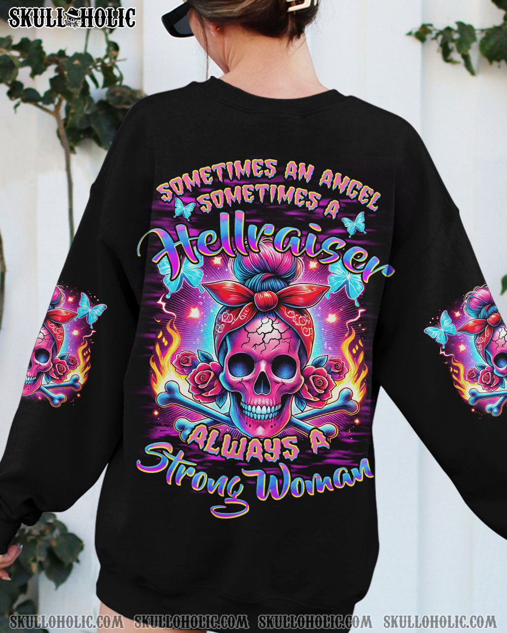 BLISSCORNERS JUDGE ME WHEN SKULL MESSY BUN PURPLE ALL OVER PRINT
