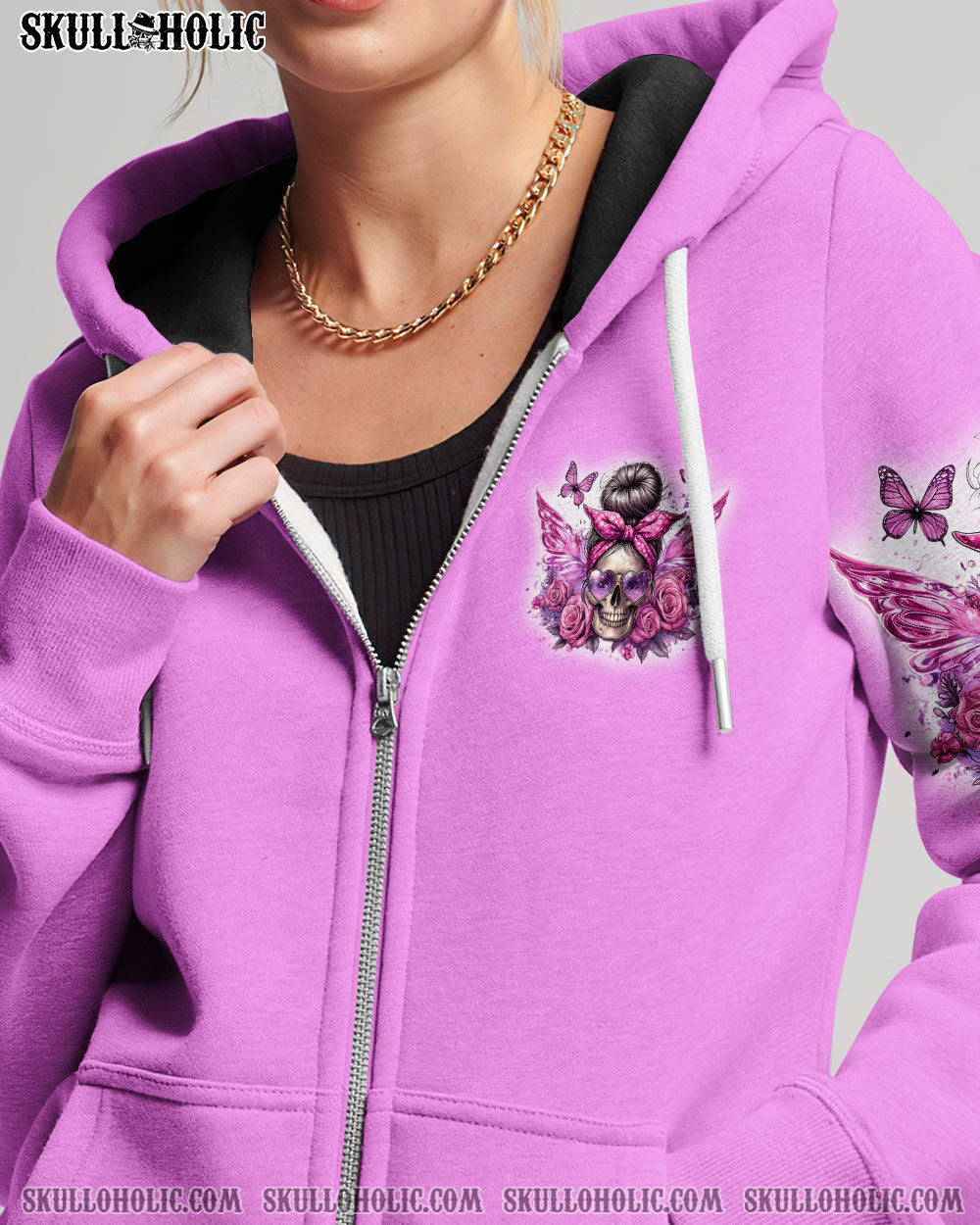BLISSCORNERS THE GOOD GIRL IN ME MESSY BUN SKULL ALL OVER PRINT