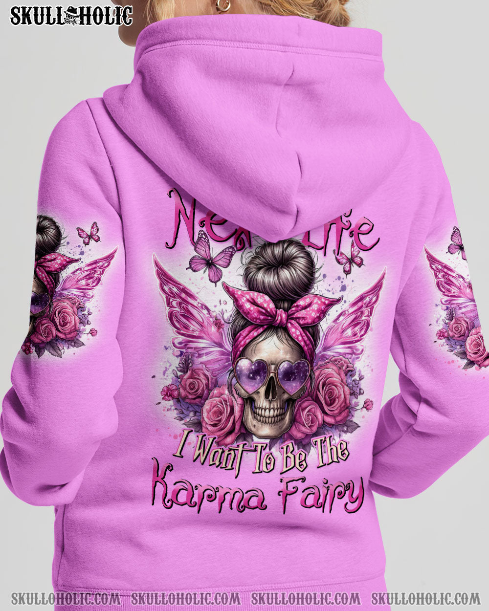 BLISSCORNERS THE GOOD GIRL IN ME MESSY BUN SKULL ALL OVER PRINT