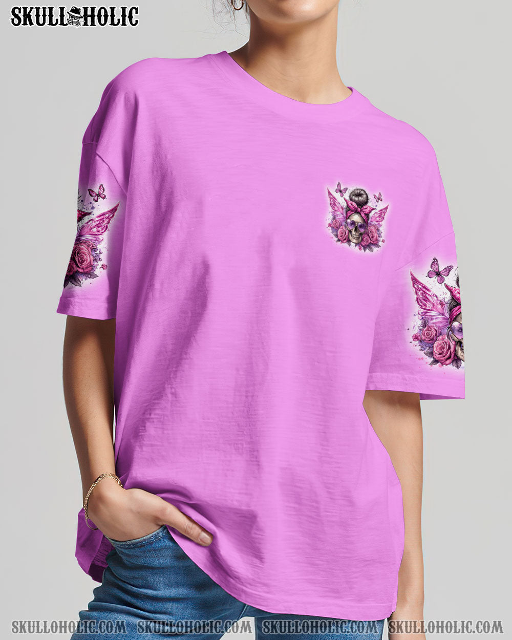 BLISSCORNERS THE GOOD GIRL IN ME MESSY BUN SKULL ALL OVER PRINT