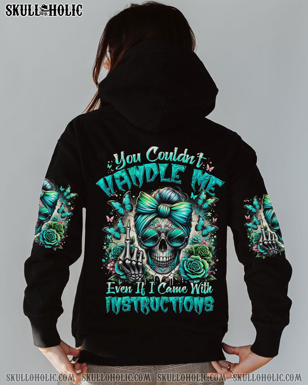 BLISSCORNERS THE GOOD GIRL IN ME SKULL MESSY BUN ALL OVER PRINT