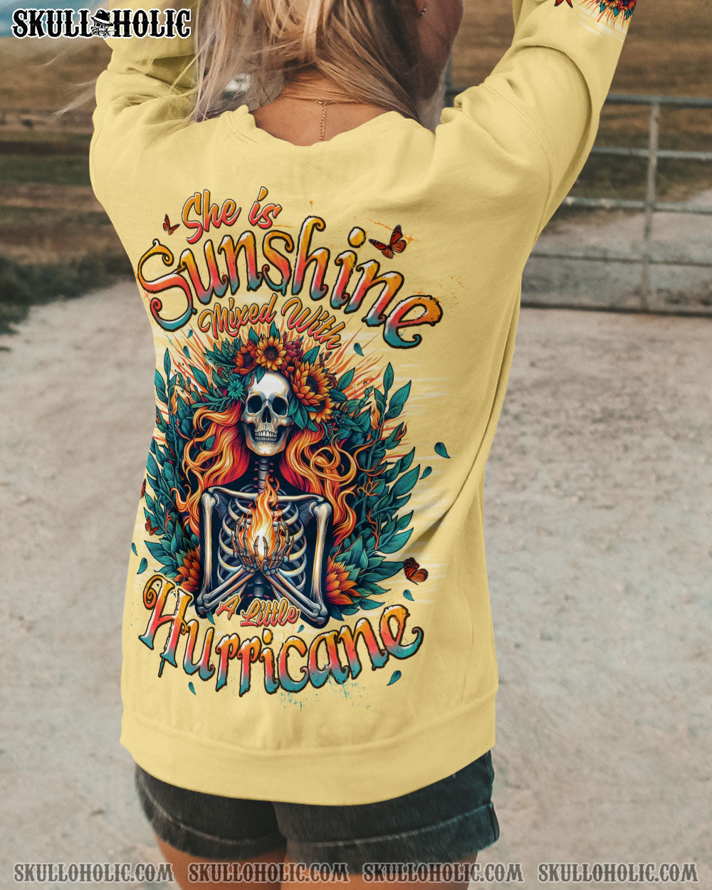 BLISSCORNERS SHE'S SUNSHINE MIXED WITH A LITTLE HURRICANE ALL OVER PRINT