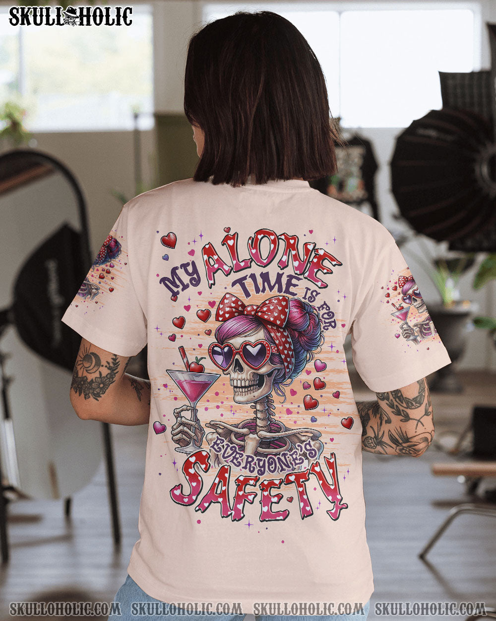 BLISSCORNERS MY ALONE TIME IS FOR EVERYONE'S SAFETY SKULL ALL OVER PRINT