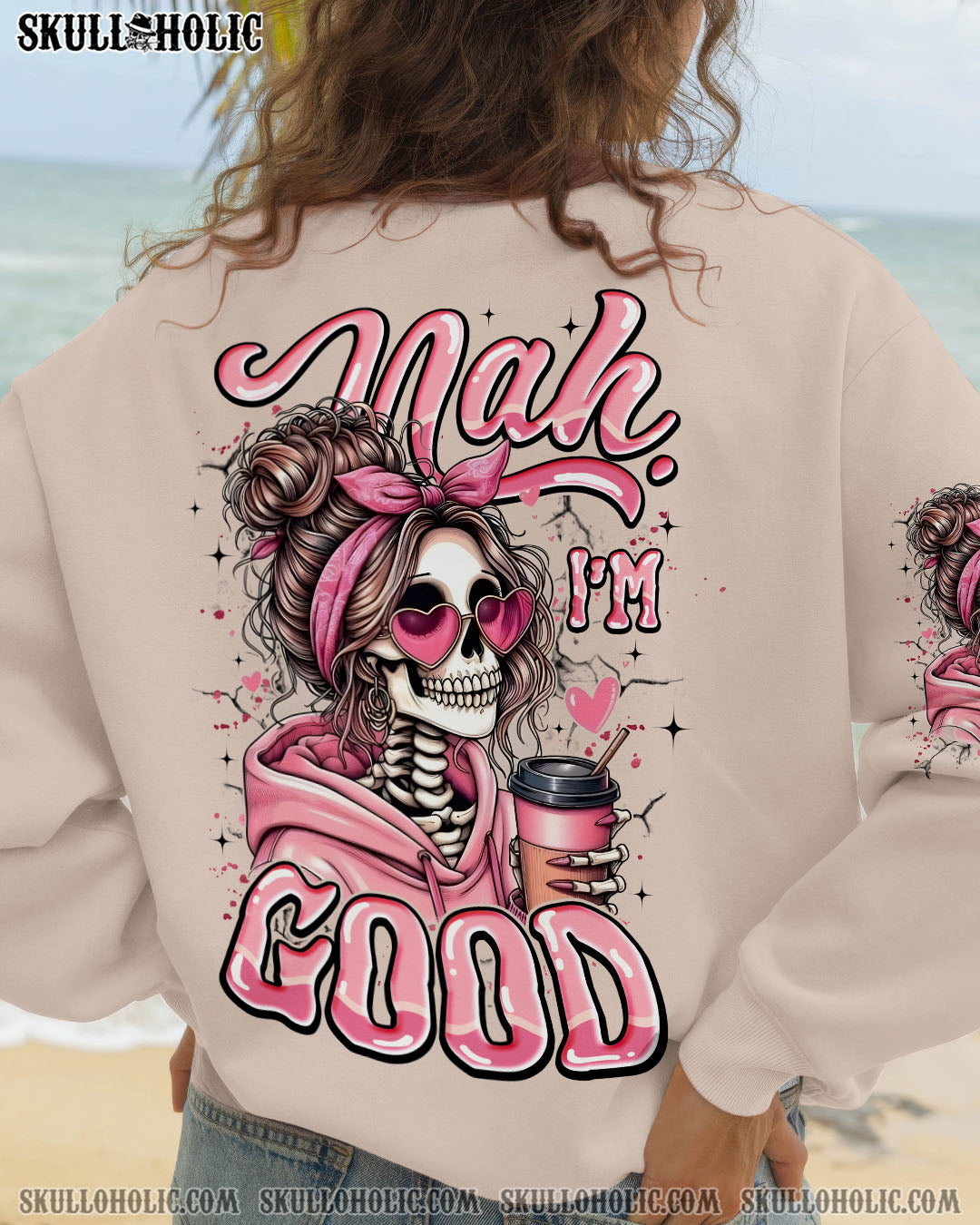BLISSCORNERS I'M NOT A HOT MESS MESSY BUN SKULL  ALL OVER PRINT