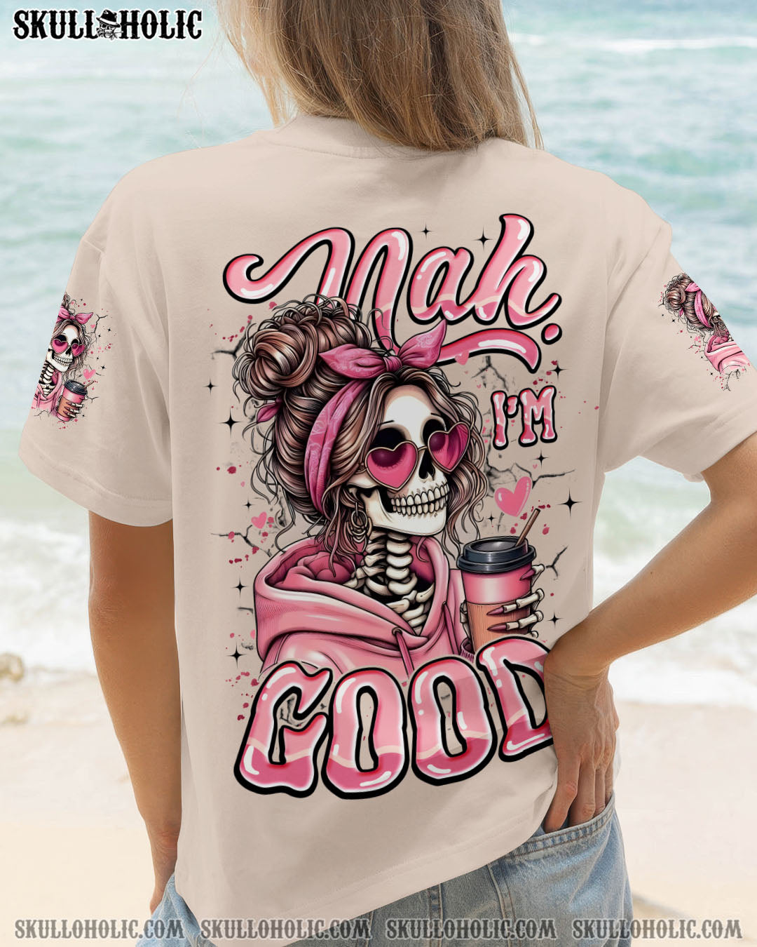 BLISSCORNERS I'M NOT A HOT MESS MESSY BUN SKULL  ALL OVER PRINT