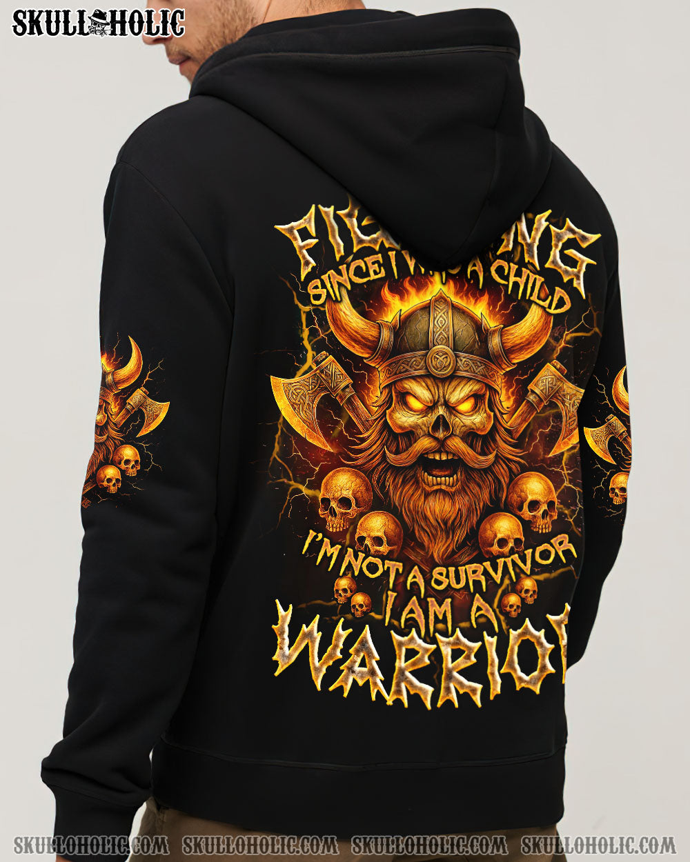 BLISSCORNERS I AM A WARRIOR VIKING SKULL ALL OVER PRINT