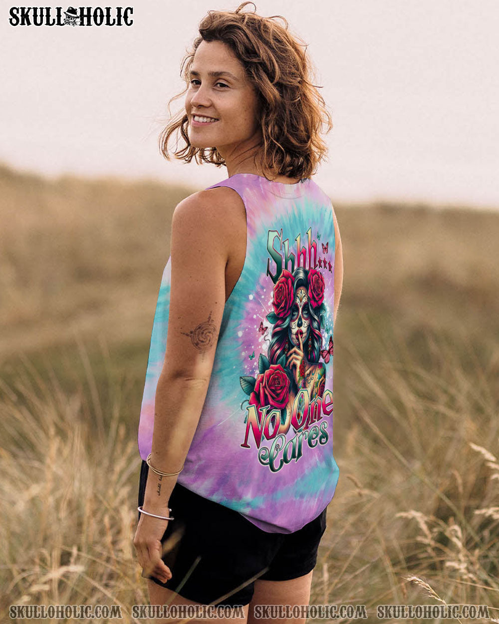 BLISSCORNERS SHHH NO ONE CARES TIE DYE ALL OVER PRINT