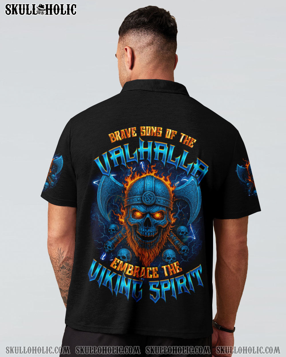 BLISSCORNERS BRAVE SONS OF THE VALHALLA VIKING SKULL ALL OVER PRINT