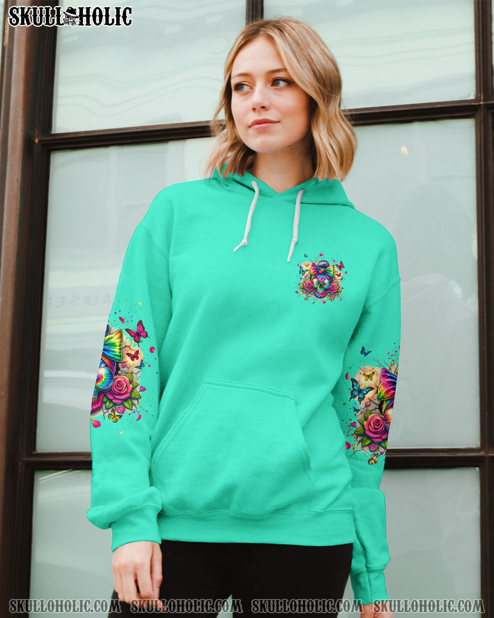 BLISSCORNERS THE GOOD GIRL IN ME MESSY BUN SKULL ALL OVER PRINT