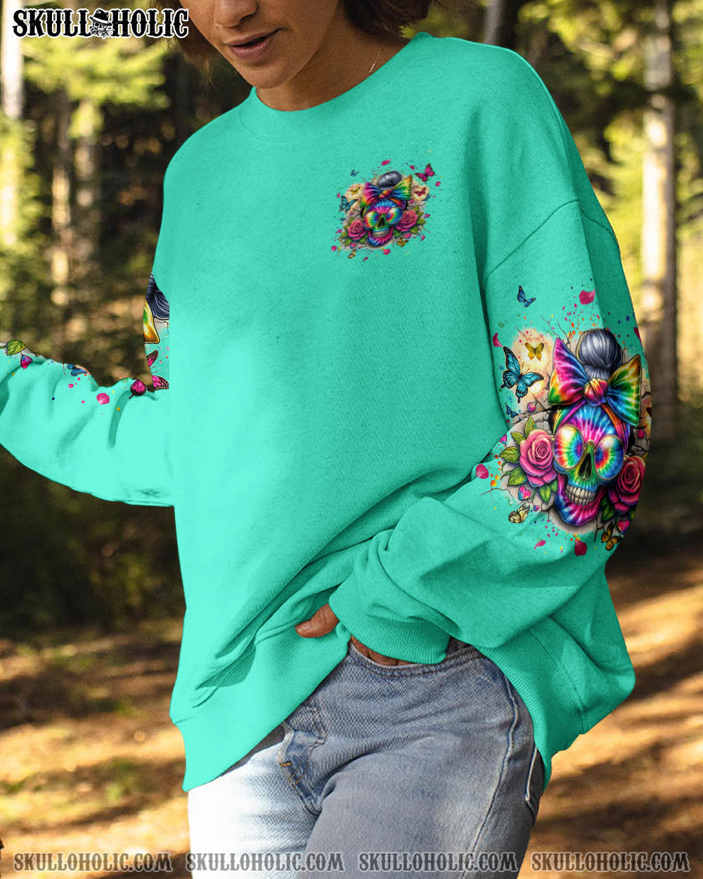 BLISSCORNERS THE GOOD GIRL IN ME MESSY BUN SKULL ALL OVER PRINT