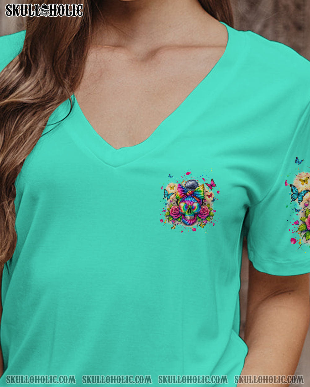 BLISSCORNERS THE GOOD GIRL IN ME MESSY BUN SKULL ALL OVER PRINT