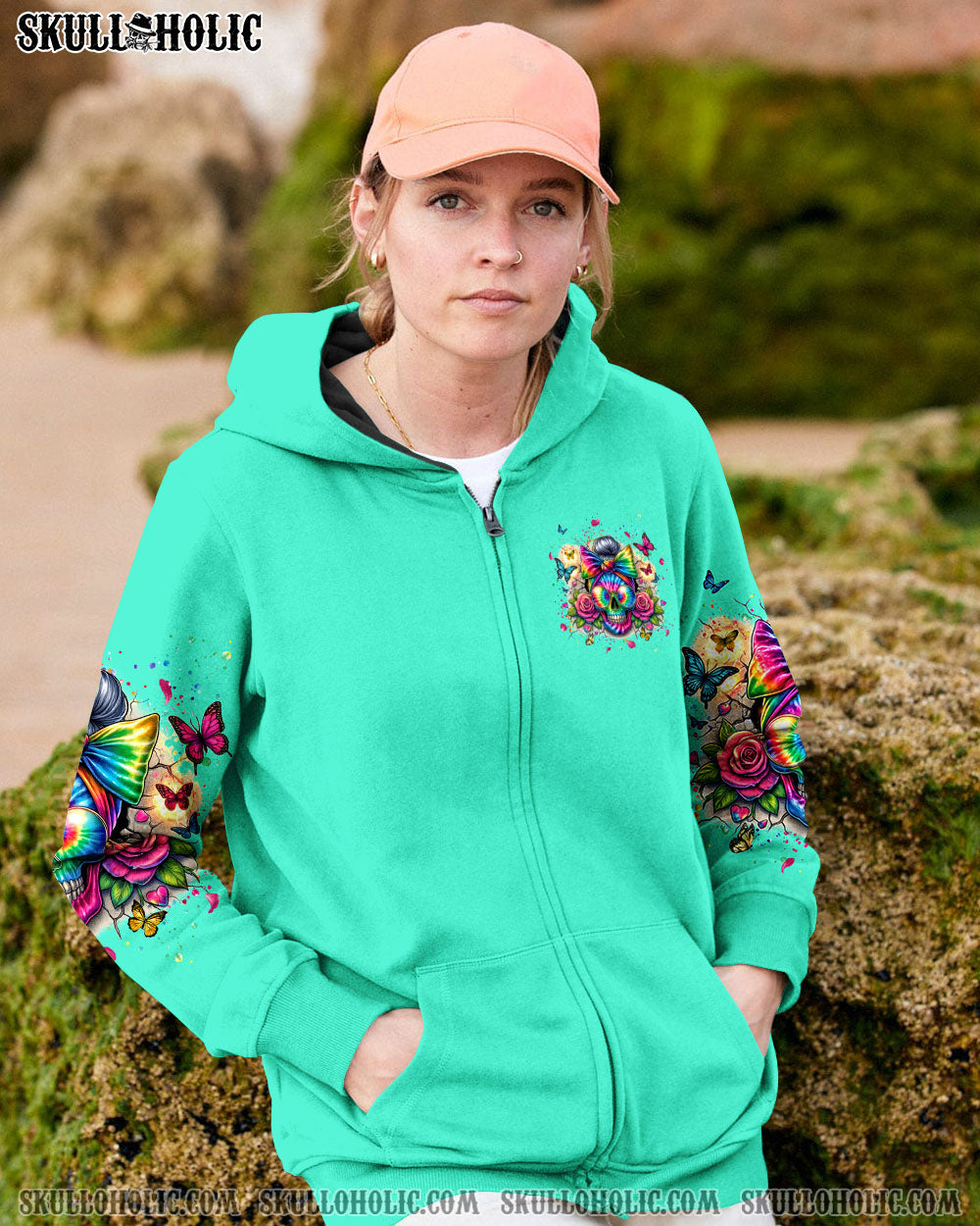 BLISSCORNERS THE GOOD GIRL IN ME MESSY BUN SKULL ALL OVER PRINT