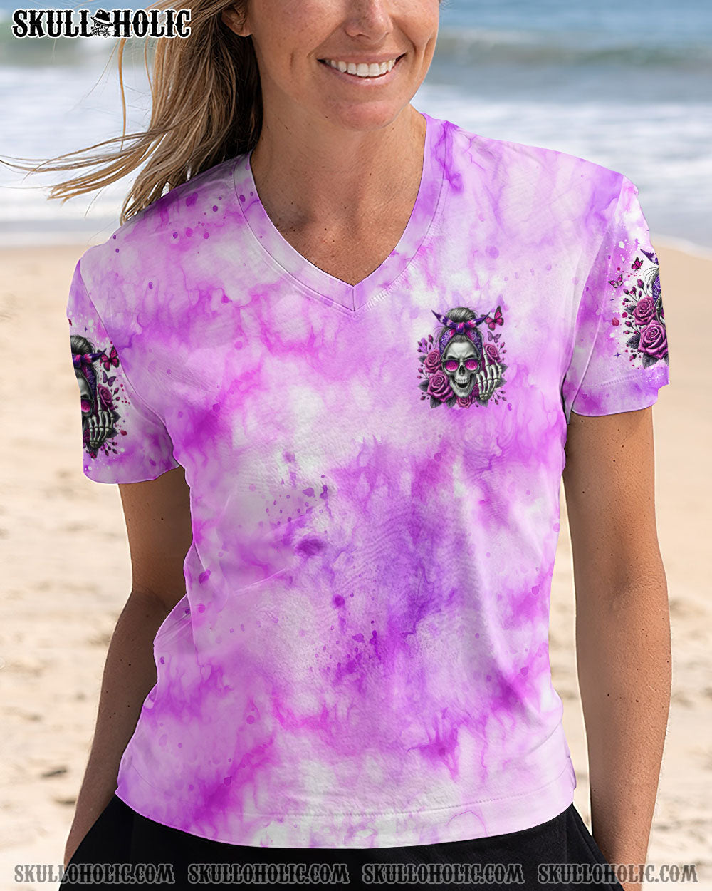 BLISSCORNERS THE GOOD GIRL IN ME MESSY BUN SKULL TIE DYE ALL OVER PRINT