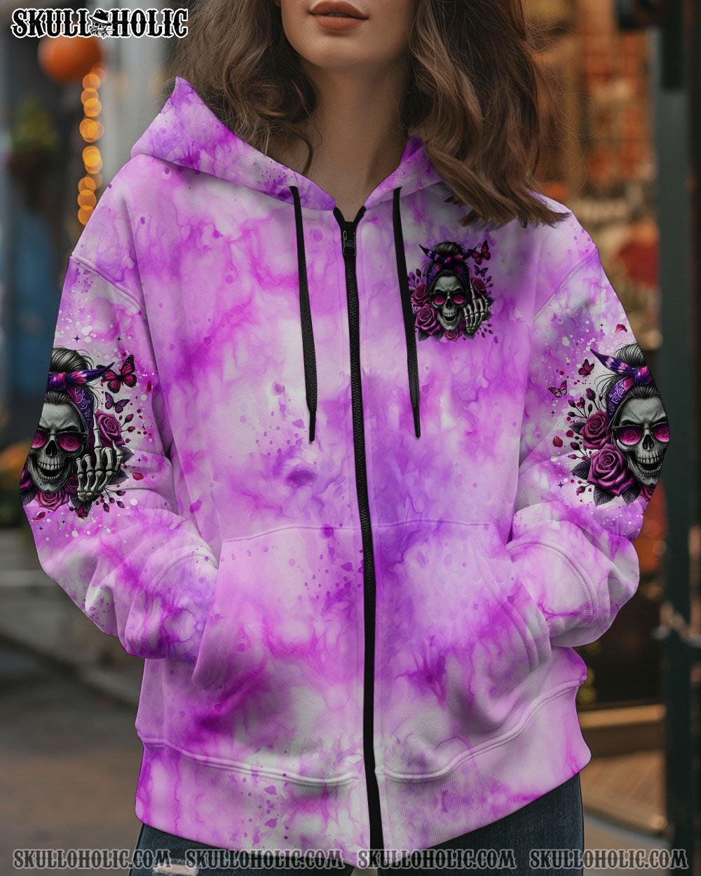 BLISSCORNERS THE GOOD GIRL IN ME MESSY BUN SKULL TIE DYE ALL OVER PRINT