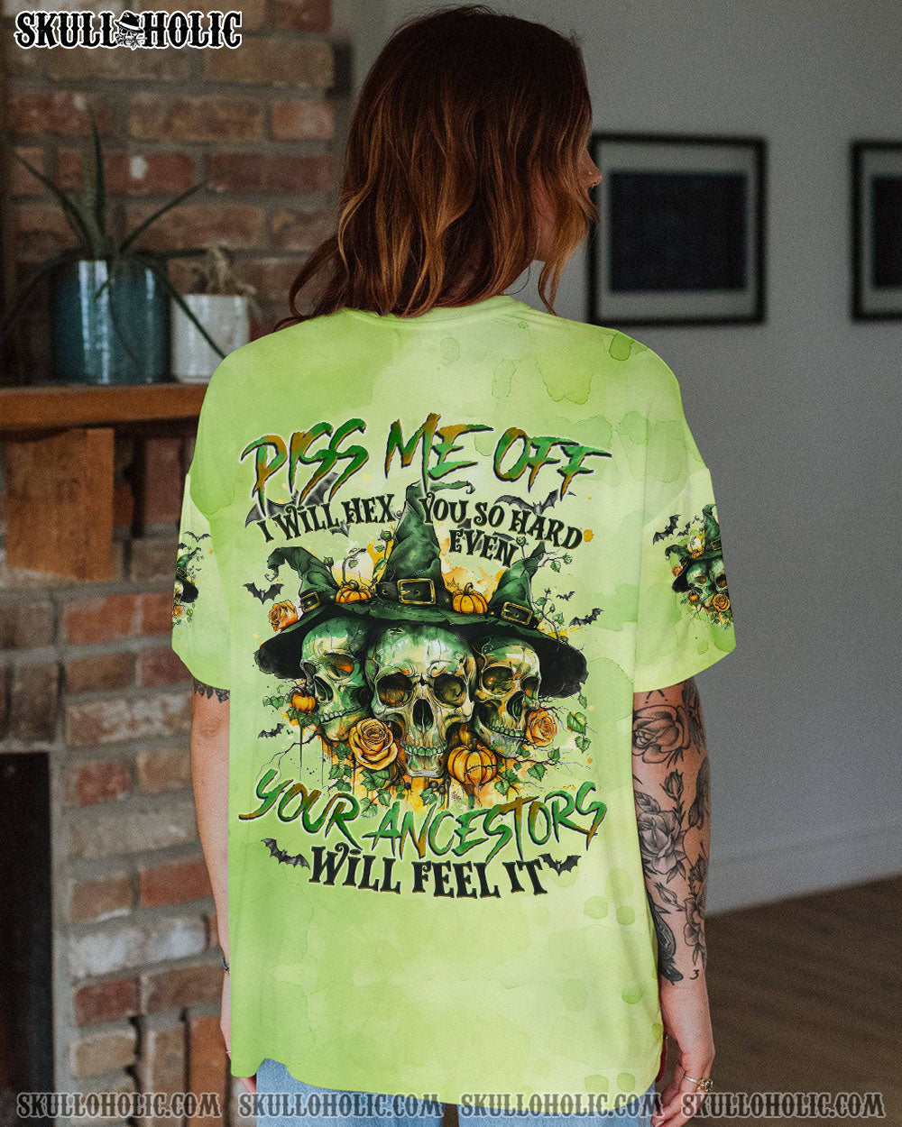 BLISSCORNERS PISS ME OFF I WILL HEX YOU SKULL WITCH HALLOWEEN ALL OVER PRINT