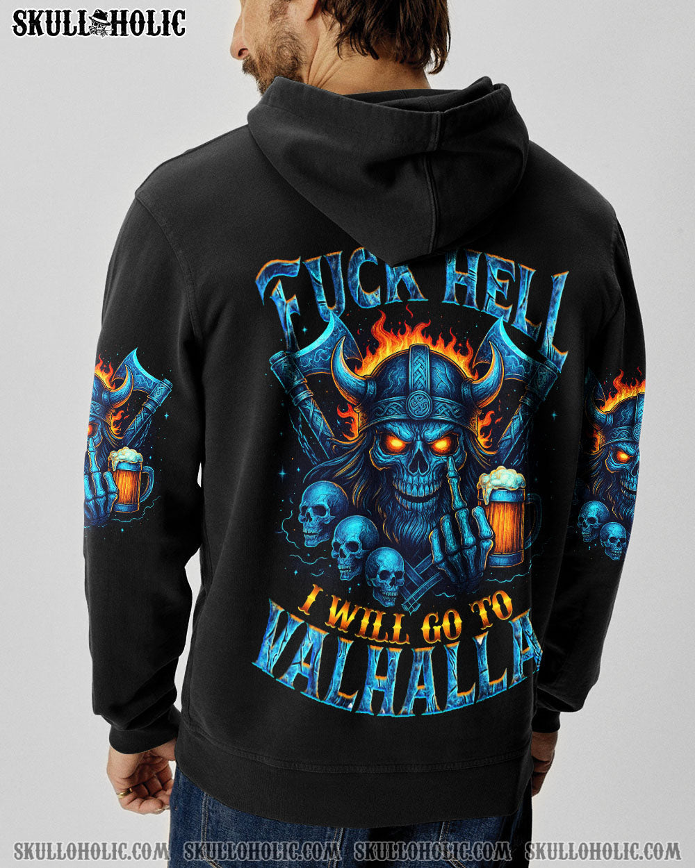 BLISSCORNERS I WILL GO TO VALHALLA VIKING SKULL ALL OVER PRINT