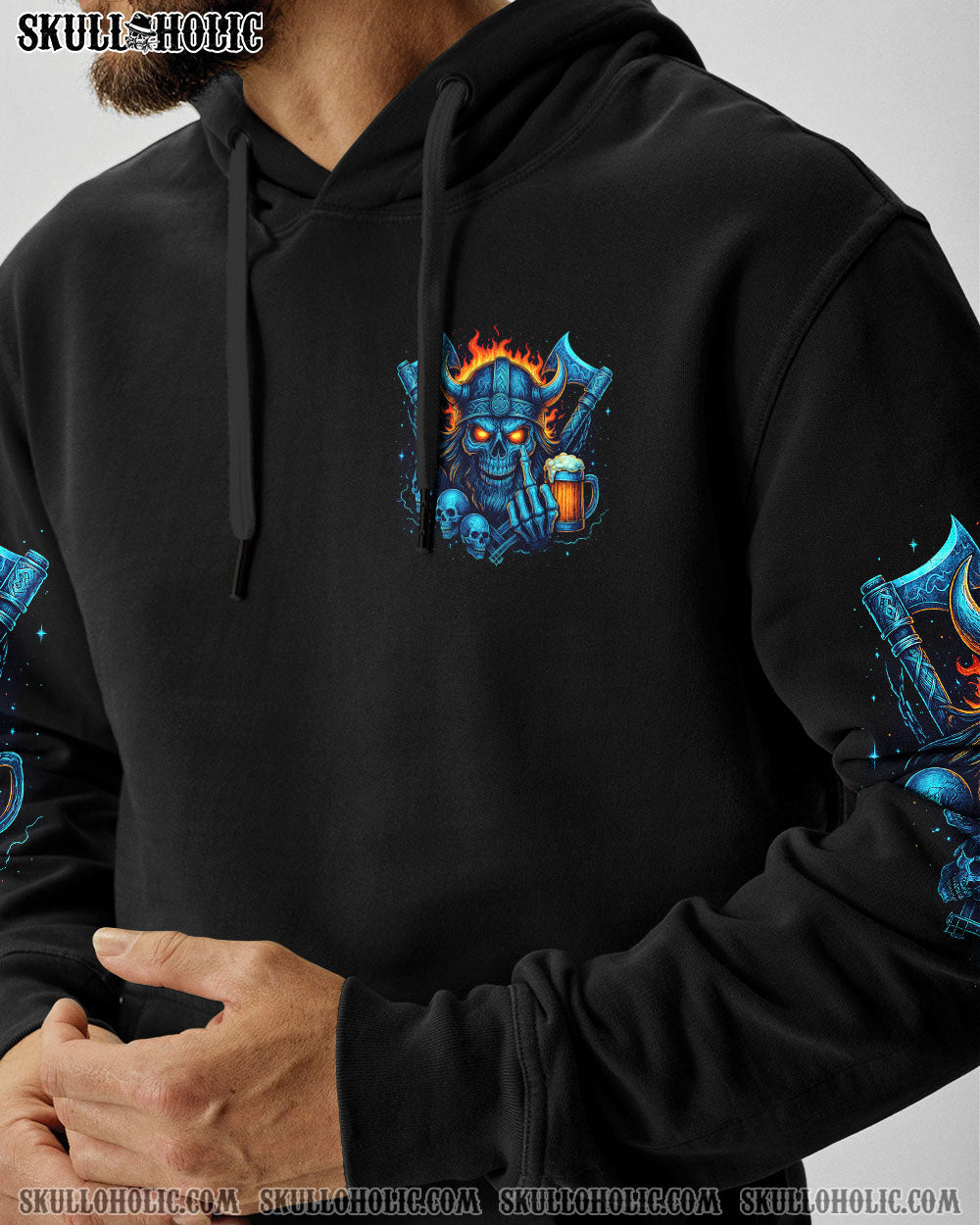 BLISSCORNERS I WILL GO TO VALHALLA VIKING SKULL ALL OVER PRINT