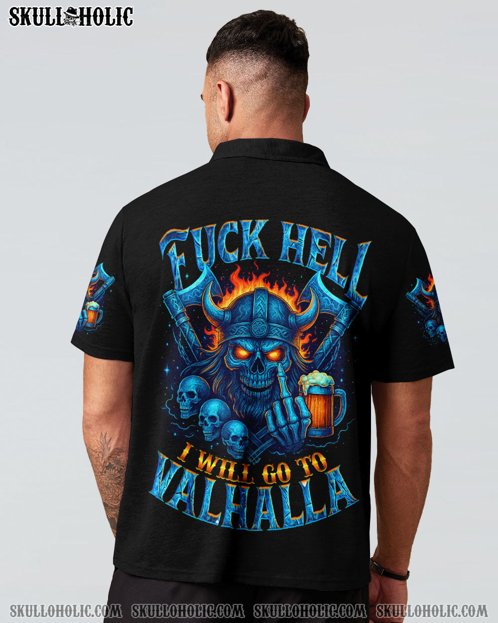 BLISSCORNERS I WILL GO TO VALHALLA VIKING SKULL ALL OVER PRINT