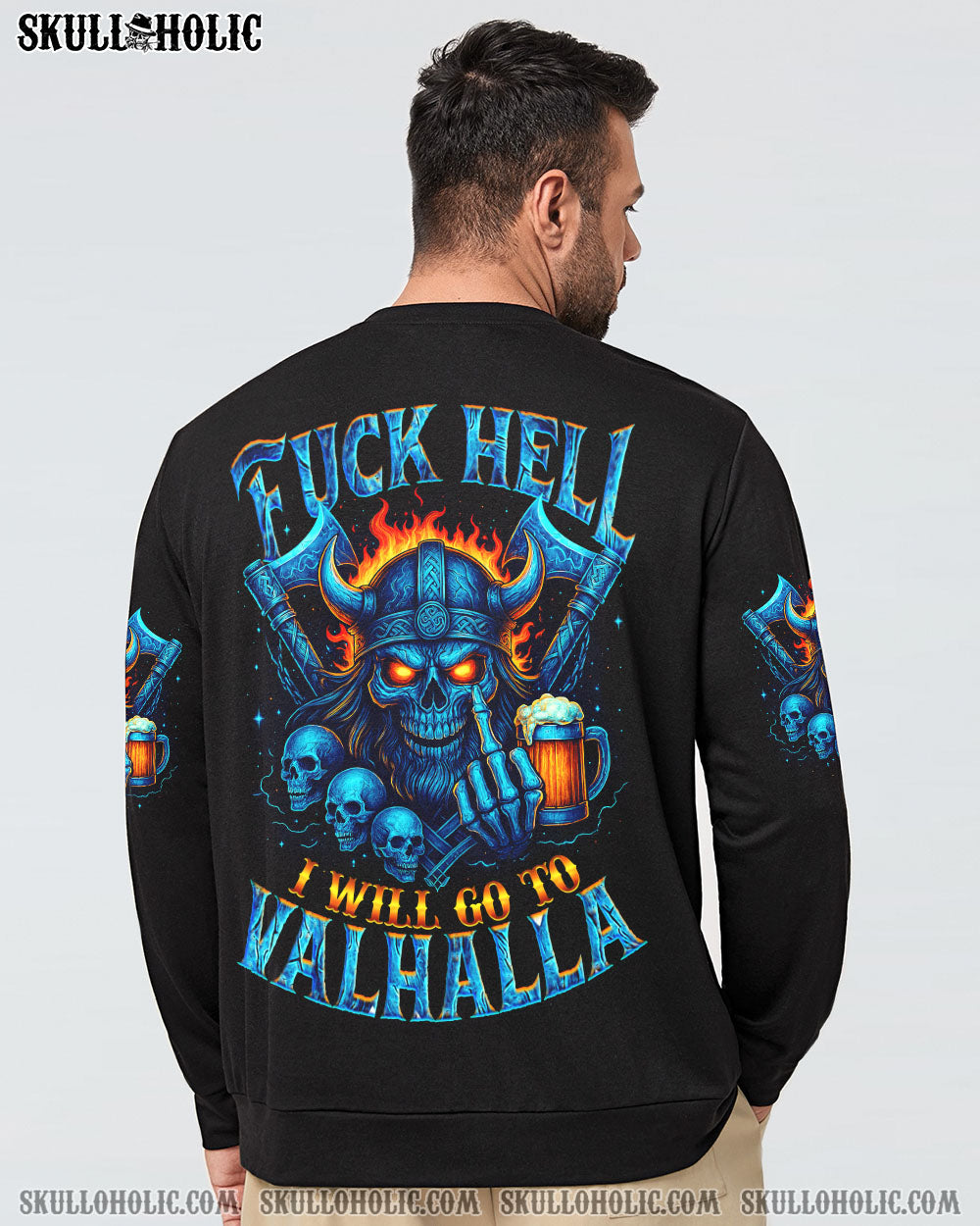BLISSCORNERS I WILL GO TO VALHALLA VIKING SKULL ALL OVER PRINT