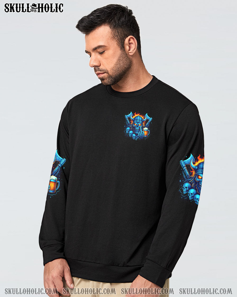 BLISSCORNERS I WILL GO TO VALHALLA VIKING SKULL ALL OVER PRINT