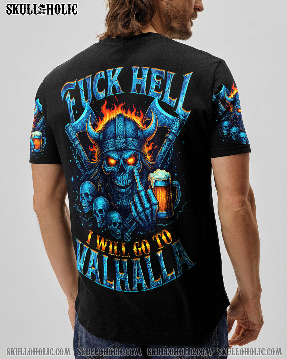 BLISSCORNERS I WILL GO TO VALHALLA VIKING SKULL ALL OVER PRINT