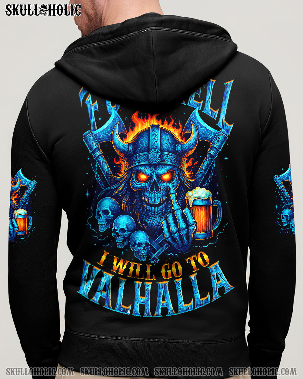 BLISSCORNERS I WILL GO TO VALHALLA VIKING SKULL ALL OVER PRINT