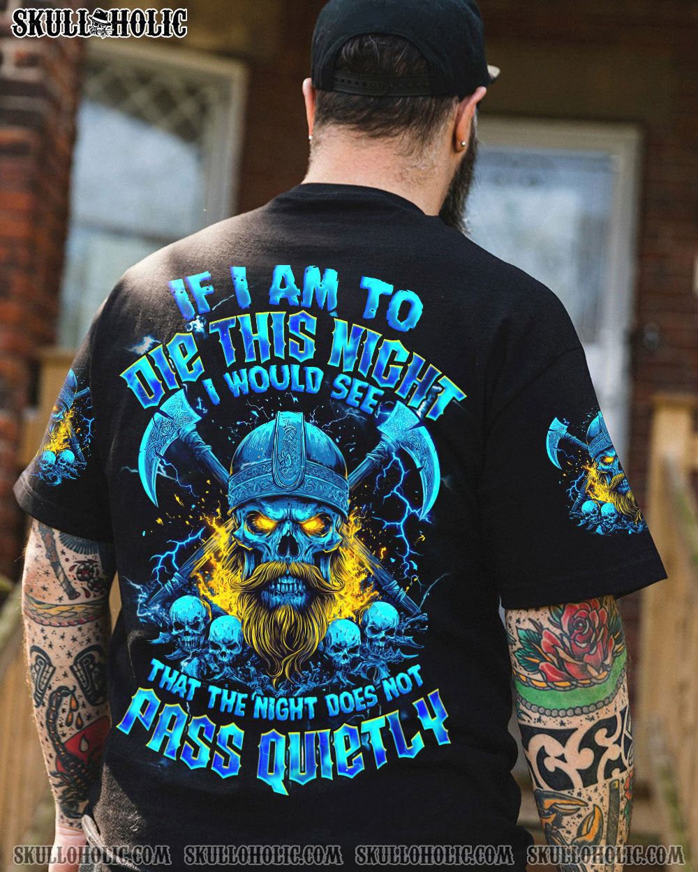 BLISSCORNERS IF I AM TO DIE THIS NIGHT VIKING SKULL ALL OVER PRINT