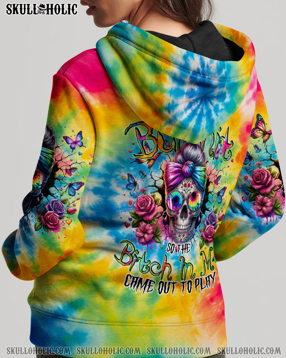 BLISSCORNERS YOU'LL EVER MEET MESSY BUN SKULL ALL OVER PRINT